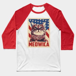 Retro Cat Meowica Baseball T-Shirt